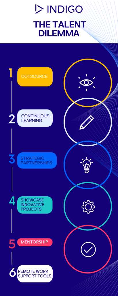 an image with 6 points about the talent dilemma